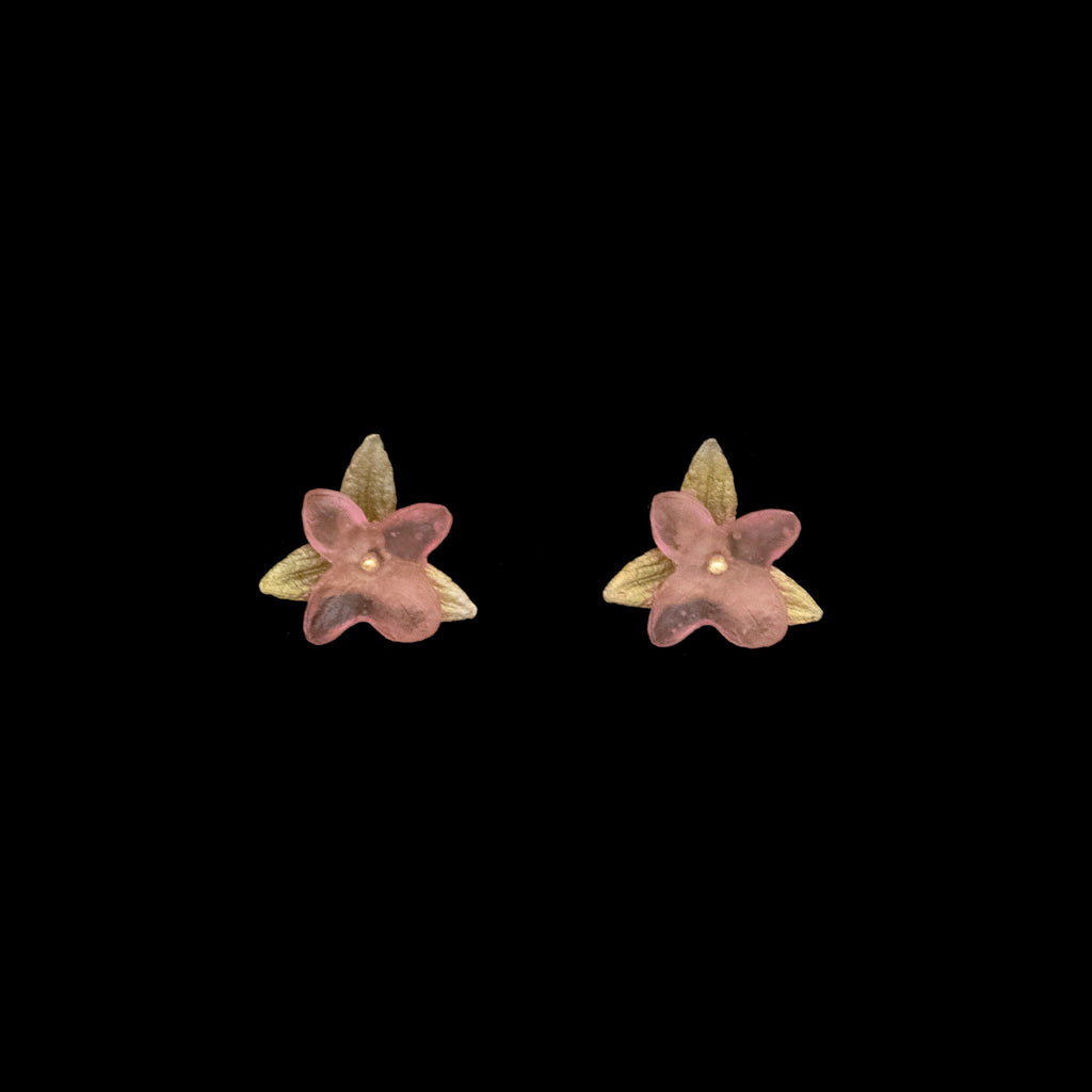 Pink Hydrangea Stud Earrings by Michael Michaud