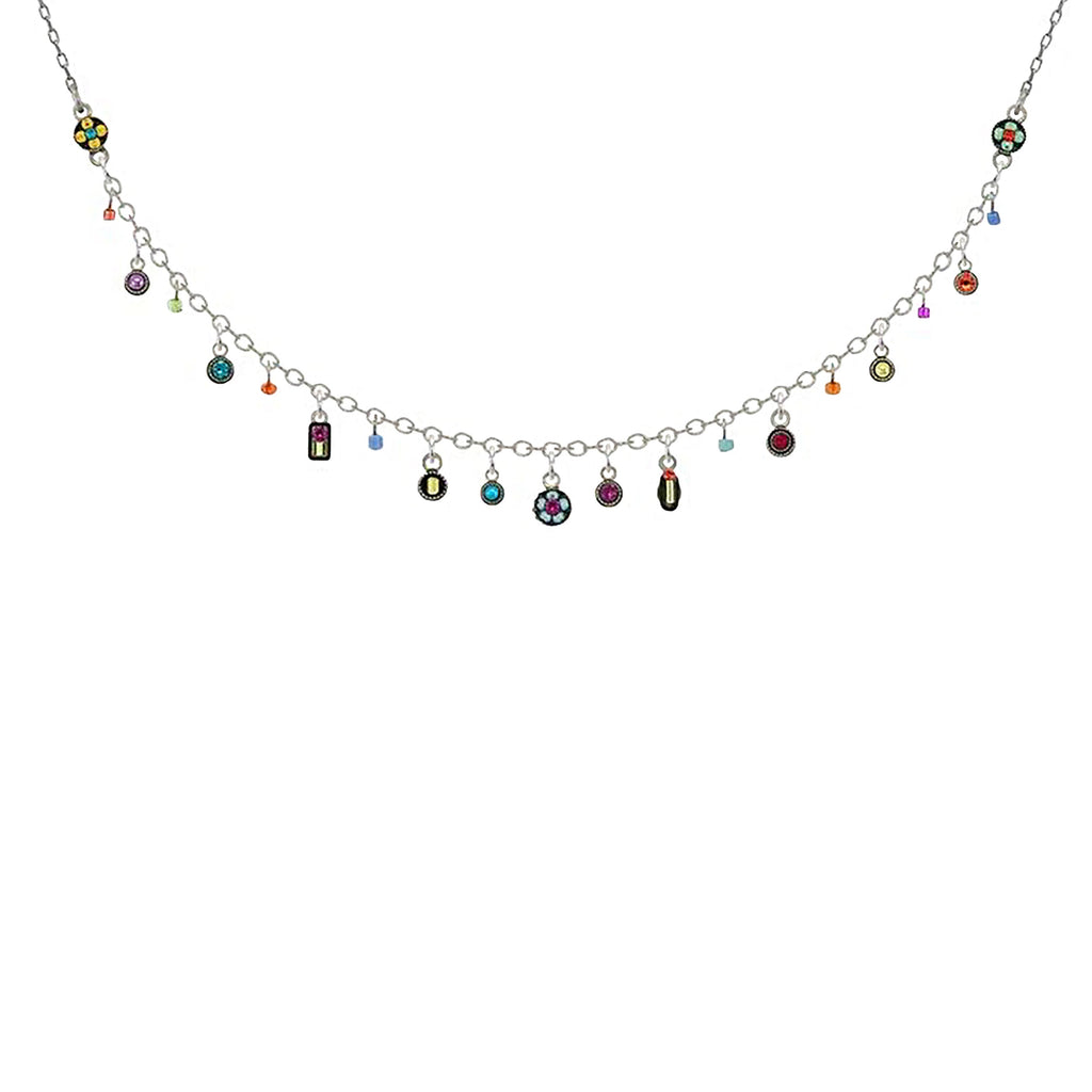 Multi Color Delicate Mosaic Simple Necklace by Firefly Jewelry