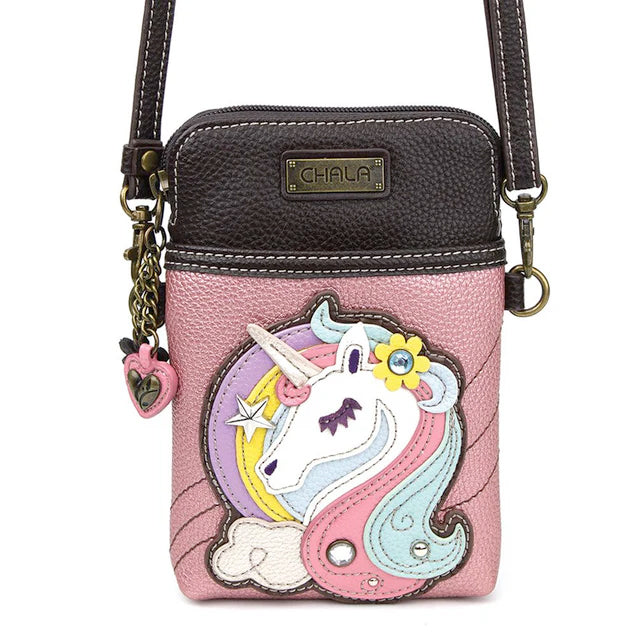 Unicorn Cellphone Crossbody in Glitter Pink