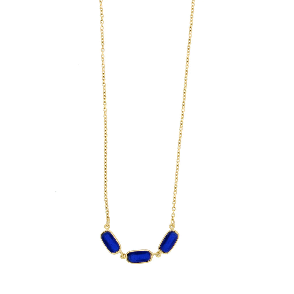 Cobalt Geo Bubble 16 Inch Adjustable Dainty Necklace by Michael Michaud