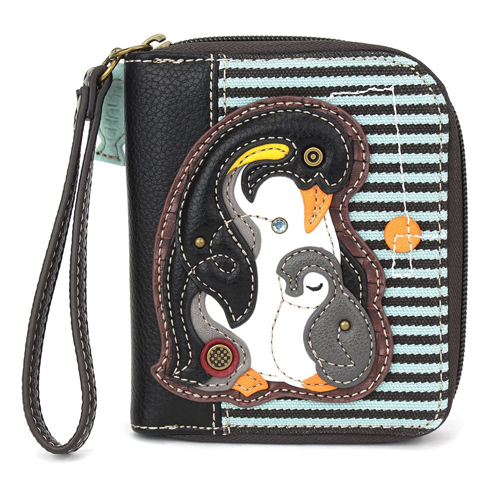 Penguin Zip-Around Wallet in Blue Stripe by Chala