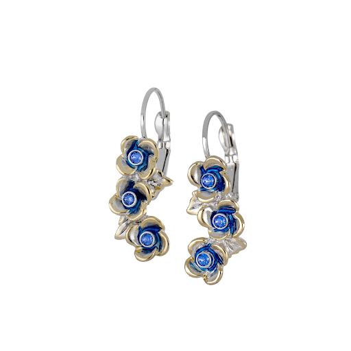 Novelão Collection Three Flower Two-Tone French Wire Earrings by John Medeiros