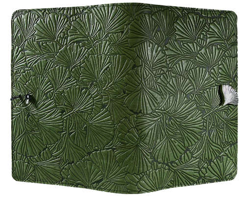 Large Leather Journal - Ginkgo in Fern