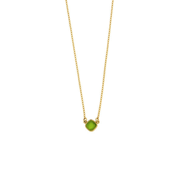 Bubble Diamond 16 Inch Adjustable Dainty Pendant Necklace - Green by Michael Michaud