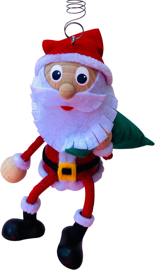 Santa with Gift Bag Handcrafted Wooden Jumpie