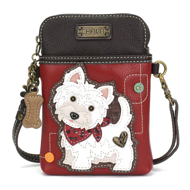 Westie Cellphone Crossbody in Burgundy