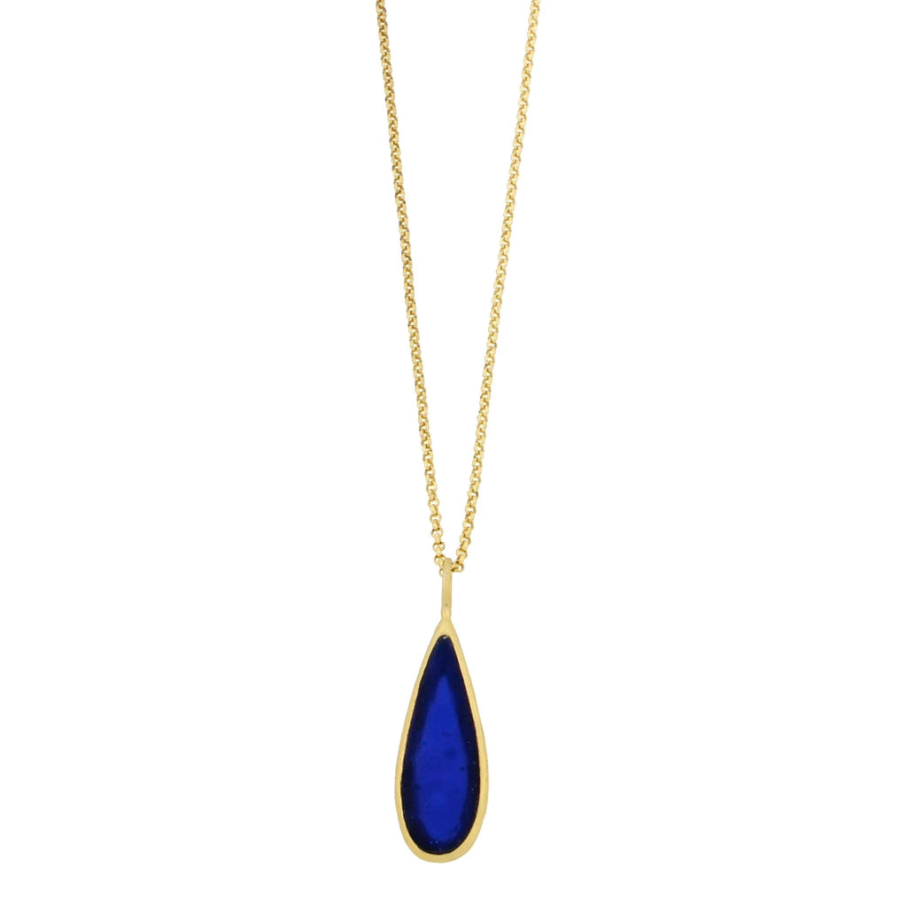 Cobalt Tear Drop Bubbles 16 Inch Adjustable Pendant Necklace by Michael Michaud