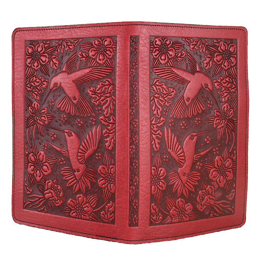Mini Leather Portfolio - Hummingbird in Red