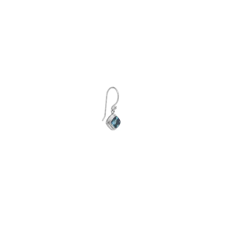 Sterling Silver Square Dangle Earrings with Lab Green Tourmaline