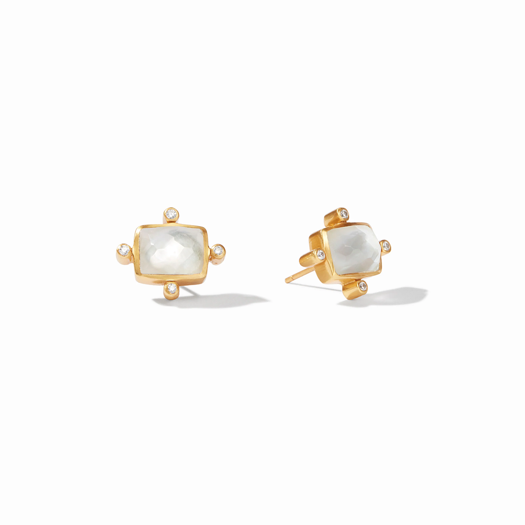 Clara Iridescent Clear Crystal Stud Earrings by Julie Vos