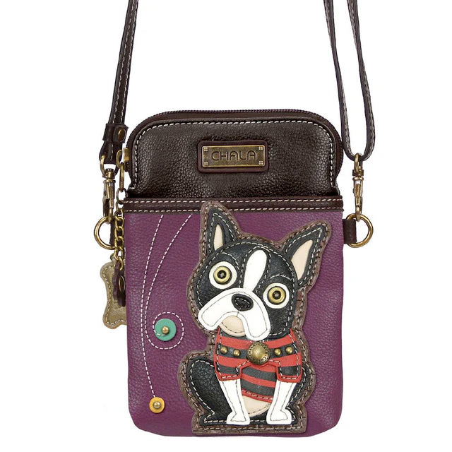 Boston Terrier Cellphone Crossbody in Purple