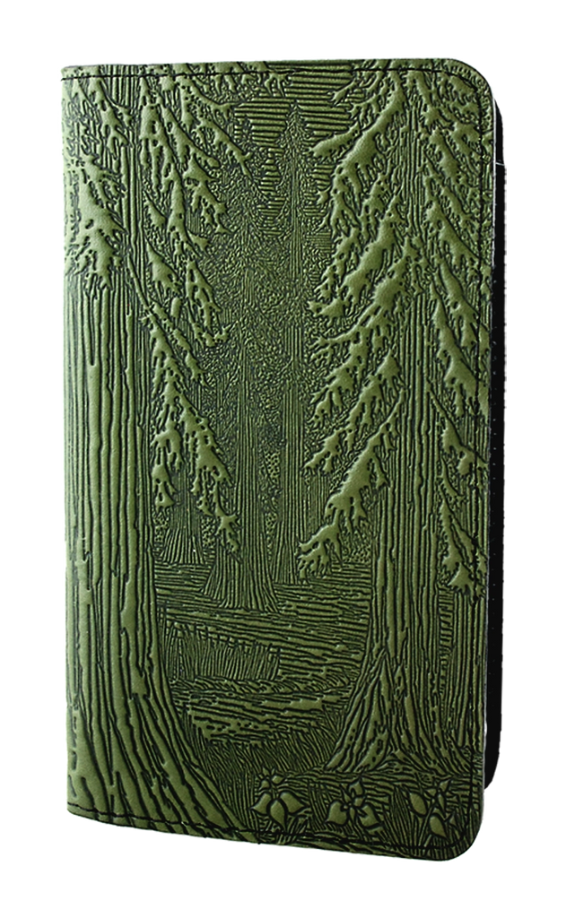 Leather Checkbook Cover - Forest in Fern