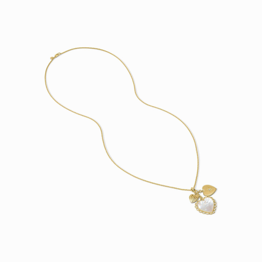 Heart Trio Charm Pendant Necklace in Mother of Pearl by Julie Vos