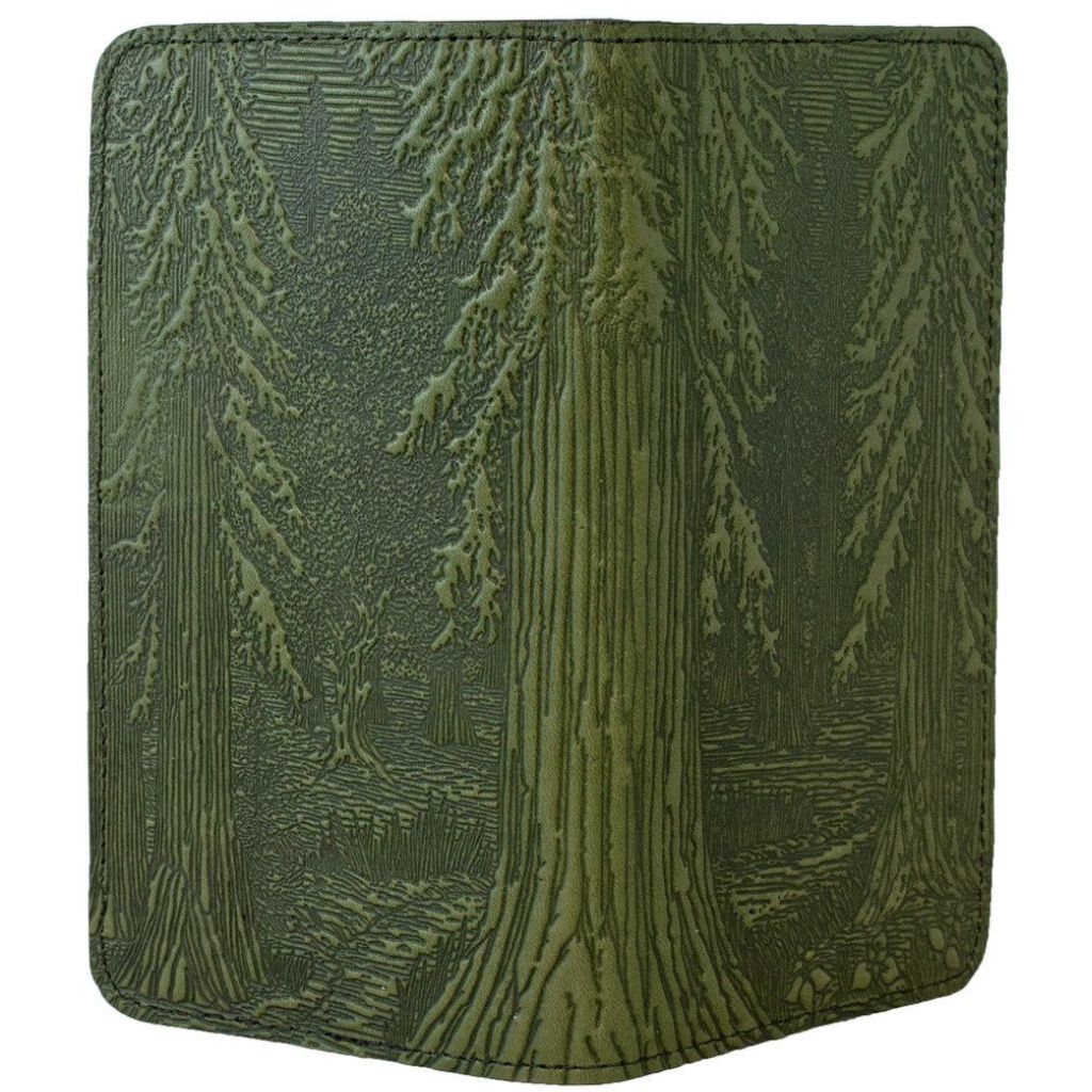 Leather Checkbook Cover - Forest in Fern