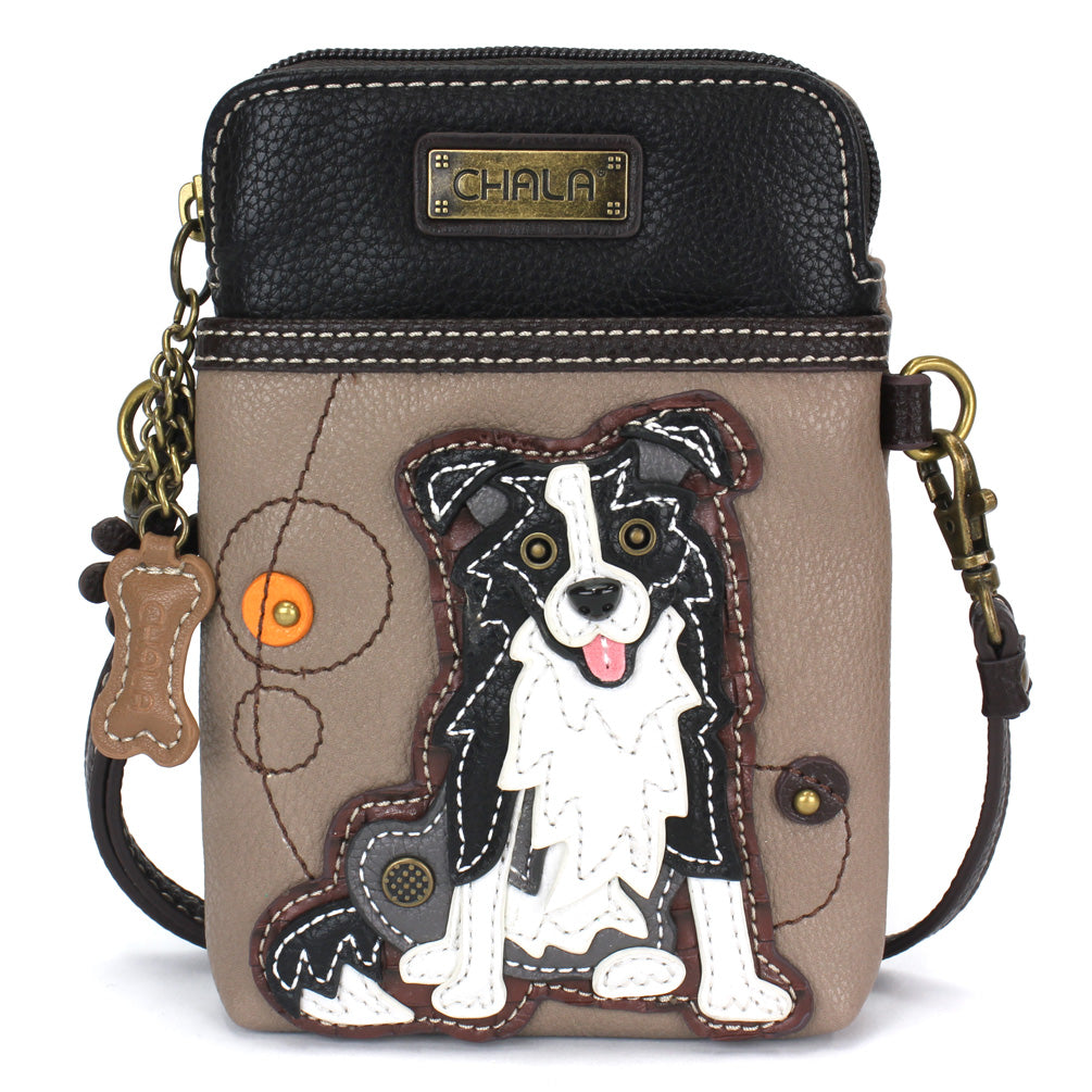 Border Collie Cellphone Crossbody in Warm Gray by Chala