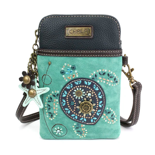 Turtle Dazzled Cellphone Crossbody in Turquoise