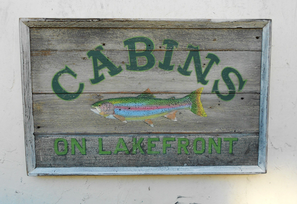 Cabins on Lakefront Americana Art - 20x33