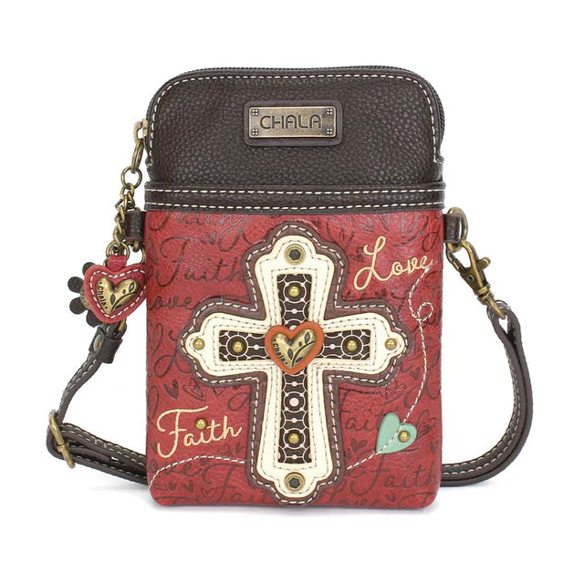 Cross Cellphone Crossbody in Maroon