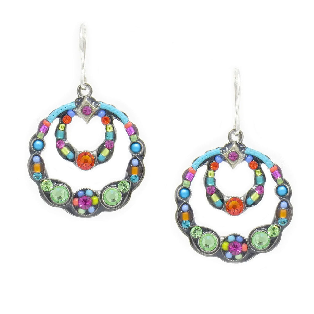 Multi Color Scalloped Hoop Earrings by Firefly Jewelry