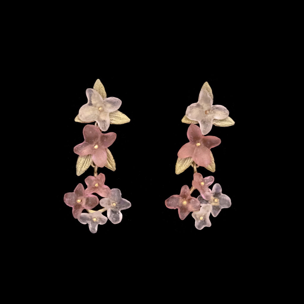 Pink Hydrangea Statement Earrings by Michael Michaud