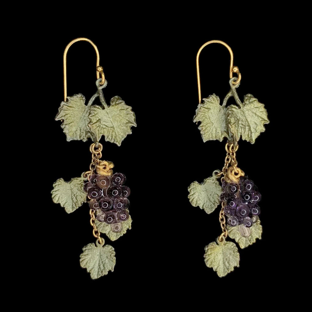 Wild Grape Vine Dangle Wire Earrings by Michael Michaud