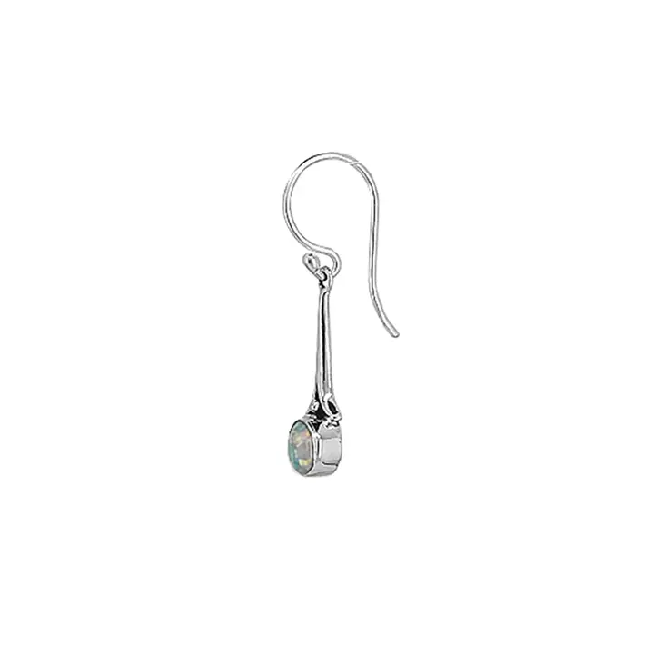Sterling Silver Dangle Earrings with Opal