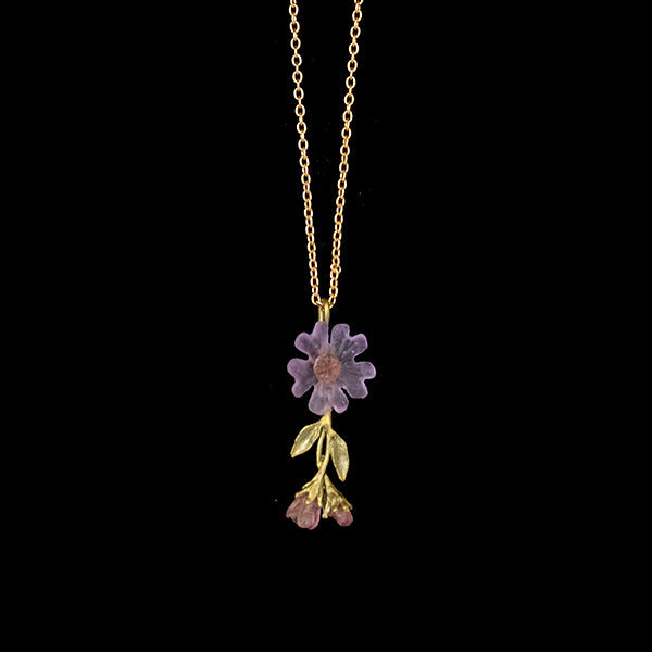 Phlox 16 Inch Adjustable Single Flower Drop Pendant Necklace by Michael Michaud