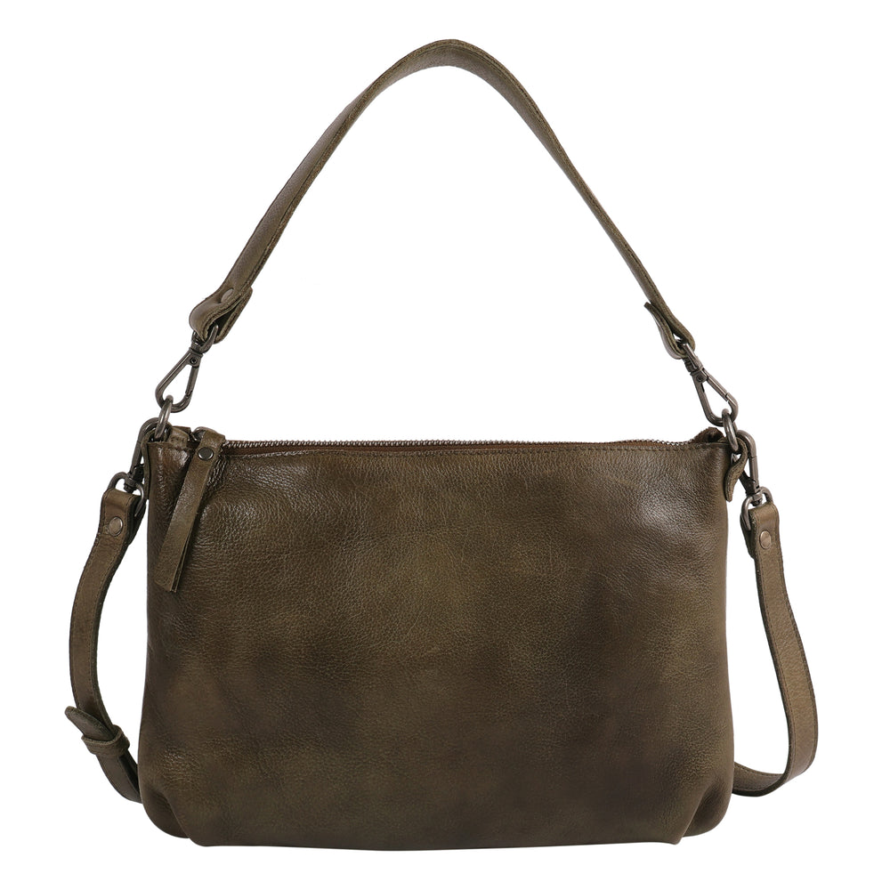 Stevie Leather Crossbody in Moss
