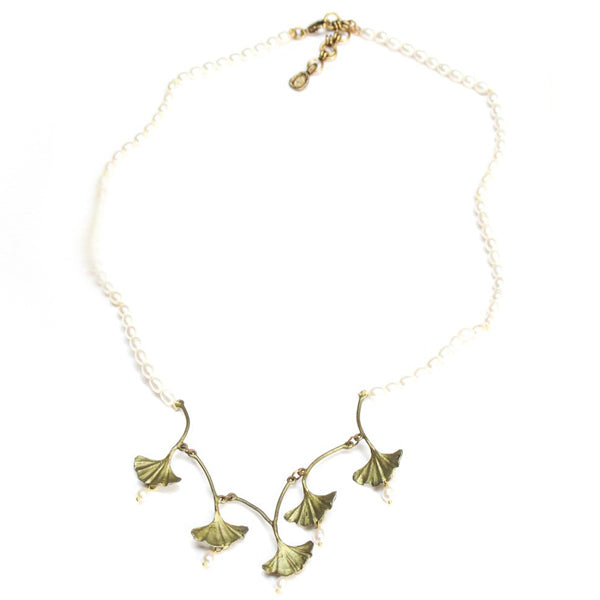Ginkgo 16 Inch Adjustable Pearl Necklace by Michael Michaud