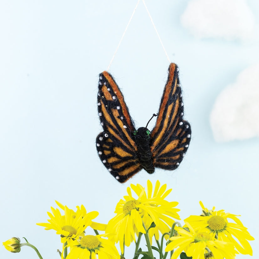 Monarch Butterfly Wool Ornament
