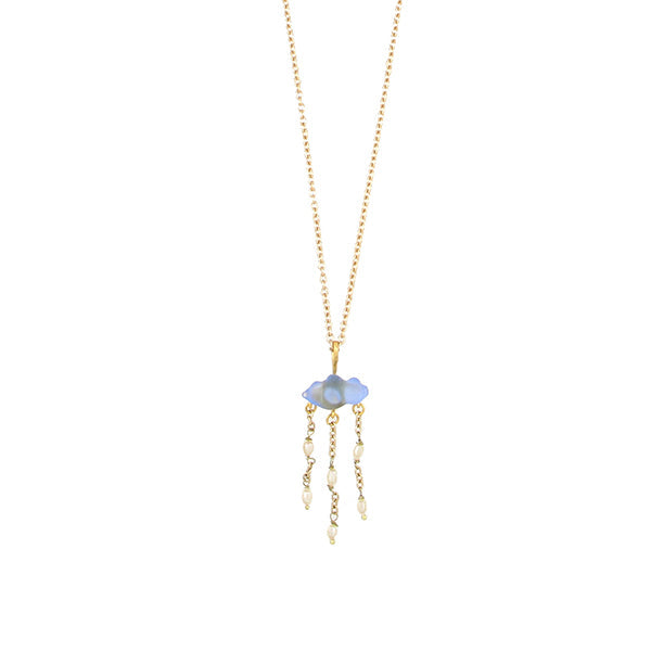 Cloud 16 Inch Adjustable Dainty Pendant Necklace with Pearls by Michael Michaud