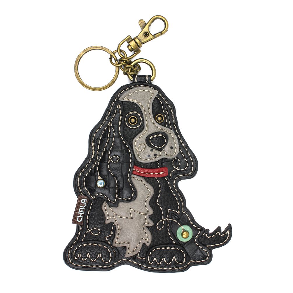 Cocker Coin Purse and Key Chain in Black by Chala