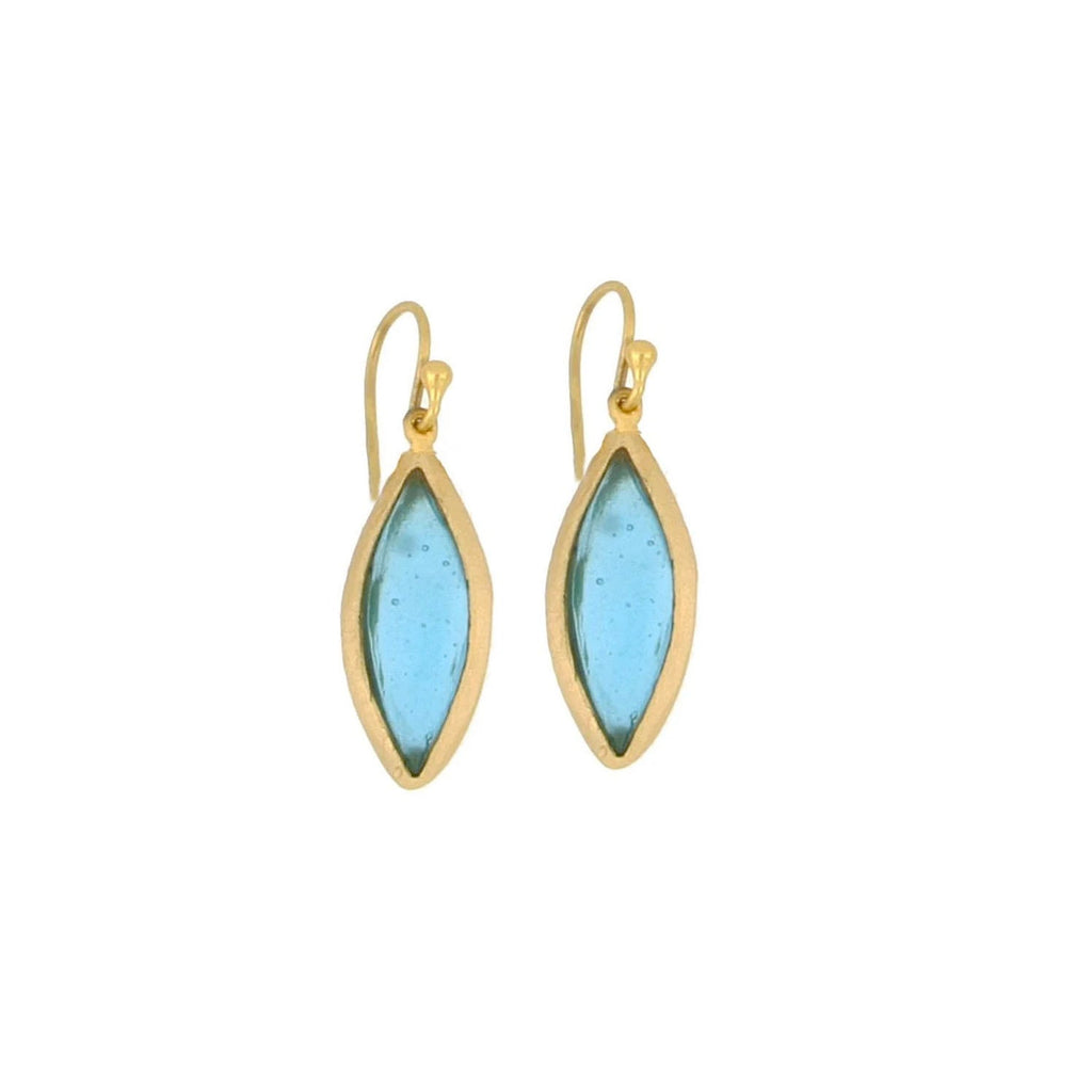 Turquoise Marquise Dainty Wire Earrings by Michael Michaud