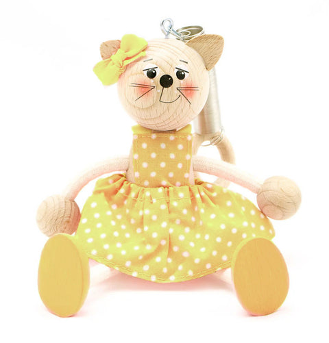 Kitty Girl With Dress Handcrafted Wooden Jumpie - Multiple Colors