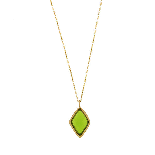 Bubble Diamond 16 Inch Adjustable Large Pendant Necklace - Green by Michael Michaud