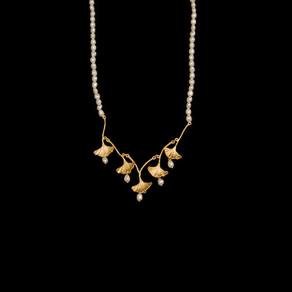Ginkgo 16 Inch Adjustable Pearl Necklace by Michael Michaud