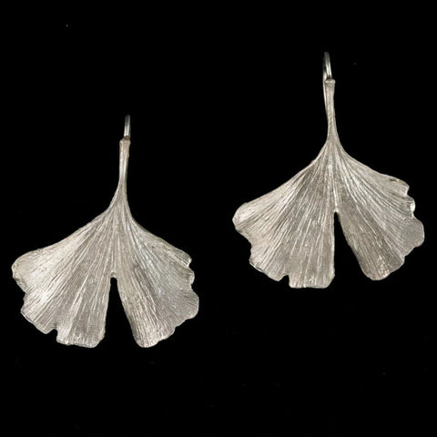 Ginkgo Sterling Silver Wire Earrings by Michael Michaud