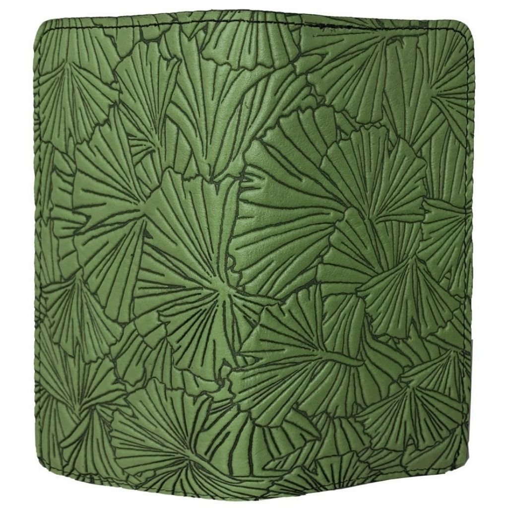 Leather Checkbook Cover - Ginkgo in Fern
