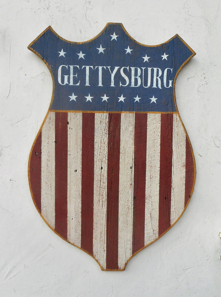 Gettysburg Shield, Patriotic Sign Americana Art