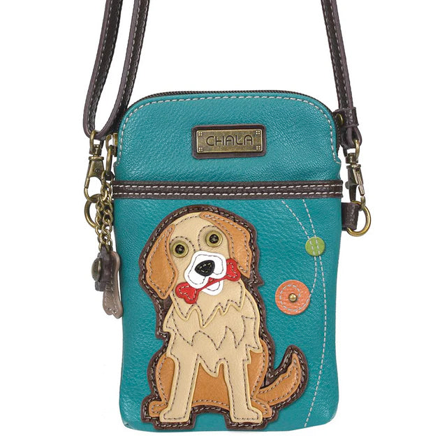 Golden Retriever Cellphone Crossbody in Turquoise