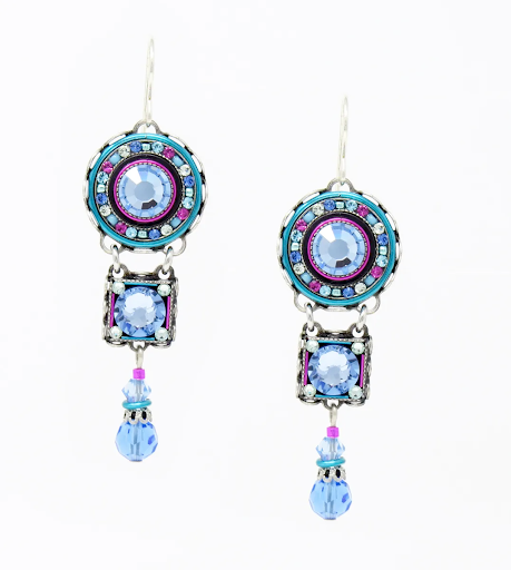 Light Blue La Dolce Vita 3-Tier Earrings by Firefly Jewelry