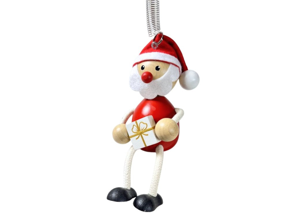 Santa with Gift Handcrafted Wooden Jumpie