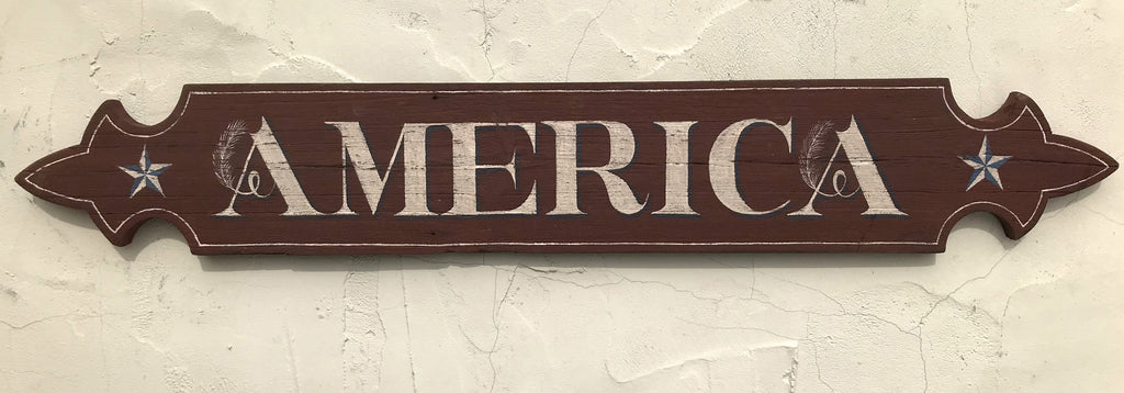 America, White Letters on Quarter Board Americana Art