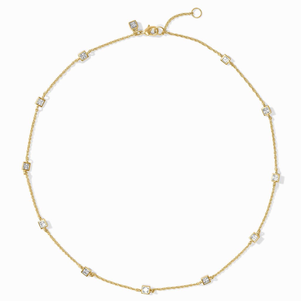 Jolie Delicate Station Necklace in Cubic Zirconia by Julie Vos