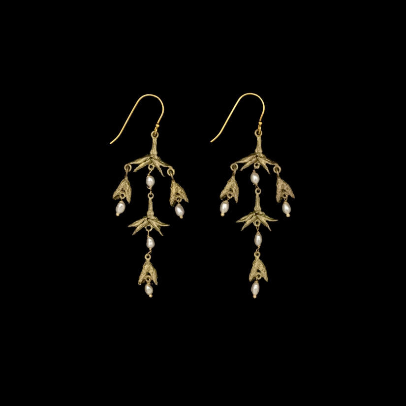 Burning Bush Pod Chandelier Wire Earrings by Michael Michaud