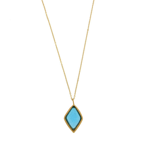 Bubble Diamond 16 Inch Adjustable Large Pendant Necklace - Turquoise by Michael Michaud