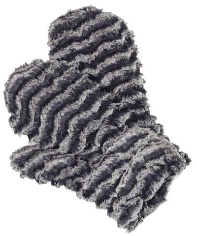 MITTENS - LUXURY FAUX FUR IN DESERT SAND IN CHARCOAL