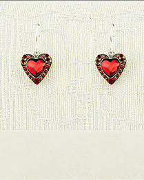 Red Rose Heart Earrings by Firefly Jewelry