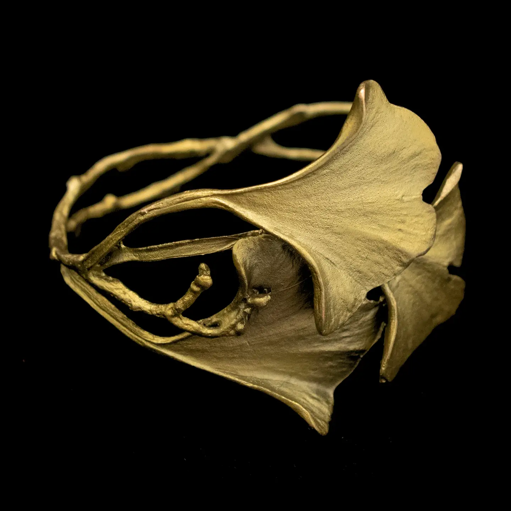 Ginkgo Bronze Cuff Bracelet by Michael Michaud