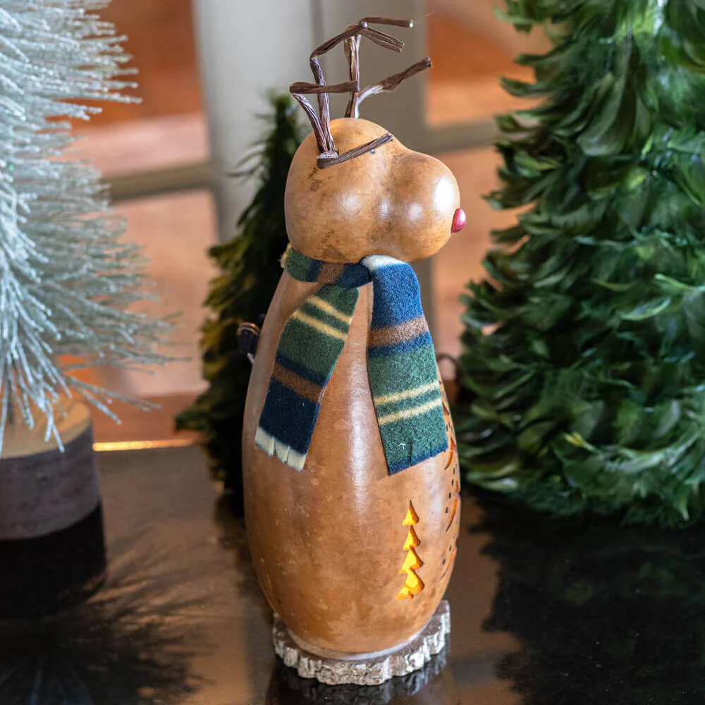 Reindeer Small Tall Lit Gourd